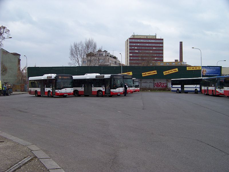 File:Nádraží Holešovice, autobusy v otočce DP.jpg