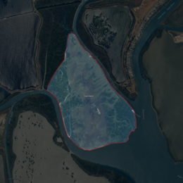 Foto udara dari sebuah pulau.