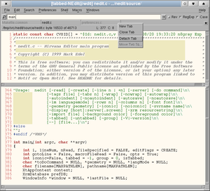 Sekmeli arayüzlü NEdit 5.5.