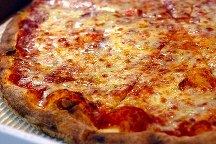 New York–style pizza is the pizza eaten in New York, New Jersey, and Connecticut.