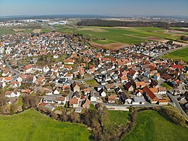 Aerial view of the town center from the south (2020)