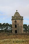 Nisbet dovecot in field of beans and chamomile 01.jpg