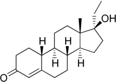 Norethandrolone (3-ketoethylestrenol), the active metabolite of ethylestrenol. Norethandrolone structure.png