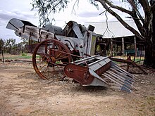 A "Sunshine" harvester in the Henty, Australia, region Old Style Harvester.jpg