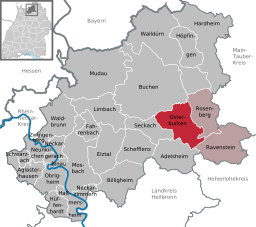 Läget för Osterburken i Neckar-Odenwald-Kreis