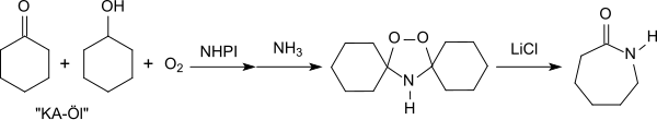 Oxidation of KA oil to caprolactam Oxidation von KA-Ol zu Caprolactam.svg