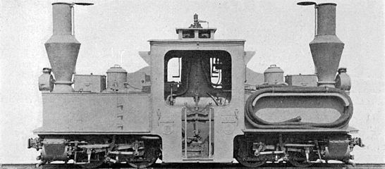 Baldwin Locomotive Works Péchot-Bourdon locomotive with water-lifter pipe carried on right side tank.