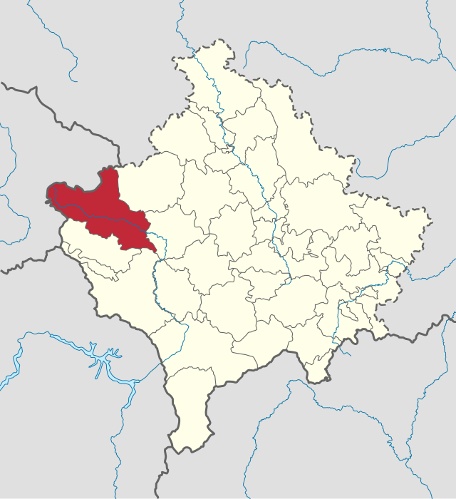 コソボでのペヤの位置の位置図