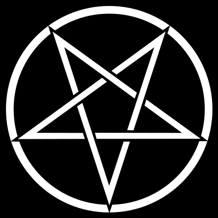 The inverted pentagram circumscribed by a circle (also known as a pentacle)