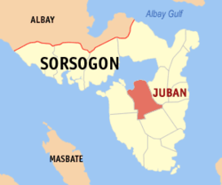 Mapa de Sorsogon con Juban resaltado