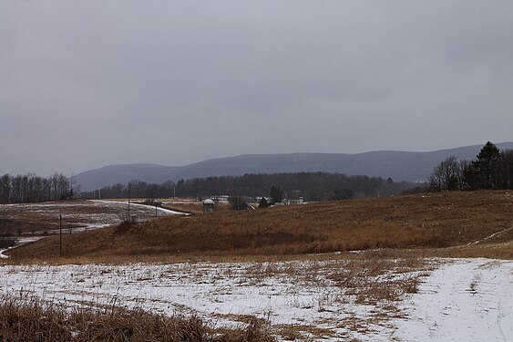 Light snowfall on a cloudy day in northeast Pennsylvania