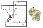 Polk County Wisconsin Incorporated and Unincorporated areas St. Croix Falls Highlighted.svg