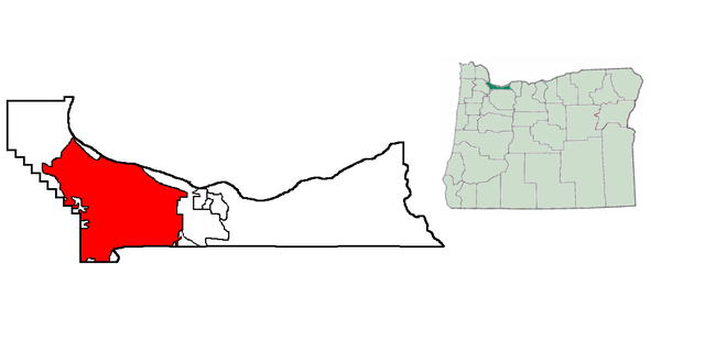 Location in Multnomah County and the state of Oregon