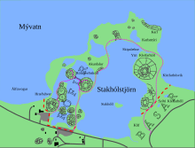 Plan des pseudo-cratères de Skútustaðagígar.