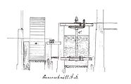 Querschnitt Wasserrad mit Turbine