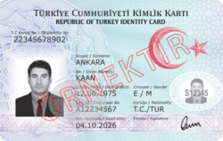 Turkish identity card Republic of Turkey Identity Card (post-2016, front).png