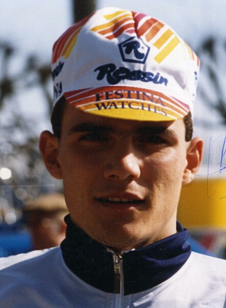 Richard Virenque (pictured in 1993), the leader of the Festina–Lotus team, which was expelled from the Tour after stage 6 following its management's a
