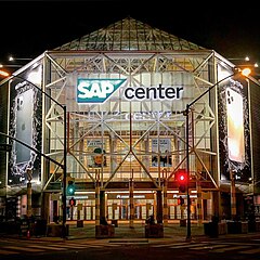Nighttime view of SAP Center