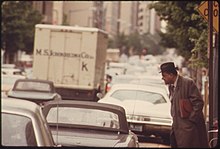 A major bus strike in May 1974 caused huge traffic jams throughout the city. SOME 250,000 PERSONS WHO NORMALLY RODE THE BUSES IN WASHINGTON, DISTRICT OF COLUMBIA, DURING MAY, 1974, WERE FORCED... - NARA - 556733.jpg