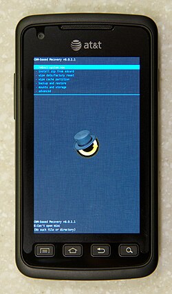 Samsung Rugby Smart ClockworkMod Recovery main menu.jpeg