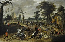 The aftermath of the plundering of the village of Wommelgem in 1589