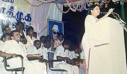 Jayalalithaa at the public meeting in 1980s
