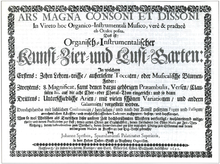 Titelblatt von Speths Ars magna consoni et dissoni (Augsburg 1693)