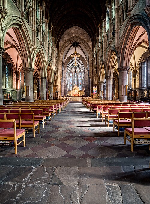 St Mary's interior, looking down the centre aisle, to the high altar