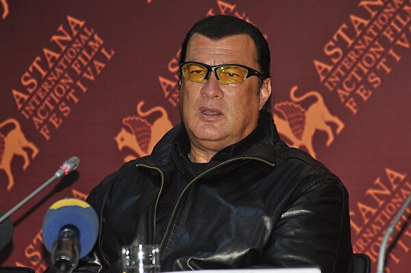 Seagal speaking at the Astana International Action Film Festival in July 2011