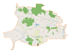 Mapa konturowa gminy Strawczyn, u góry po lewej znajduje się punkt z opisem „Kuźniaki”