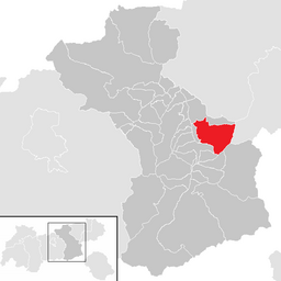 Kommunens läge i distriktet Schwaz