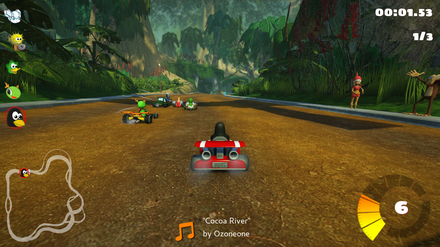SuperTuxKart is a kart racing game featuring mascots of open-source software.