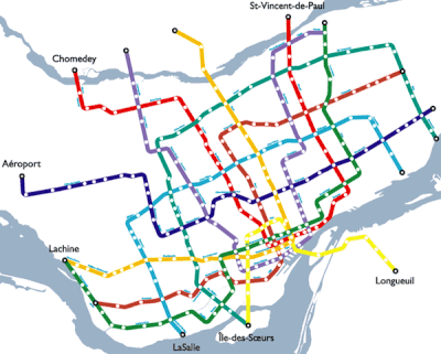 Plan original del métro de Montreal detallado.
