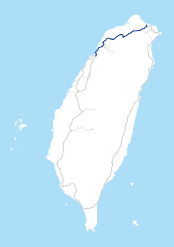 台湾鉄路管理局路線図。濃い青色の線が縦貫線（北段）。
