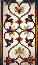 Detail of Pietra dura jali inlay