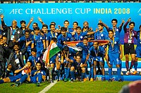 Indian team celebrating their 2008 AFC Challenge Cup victory against Tajikistan TeamInd.jpg