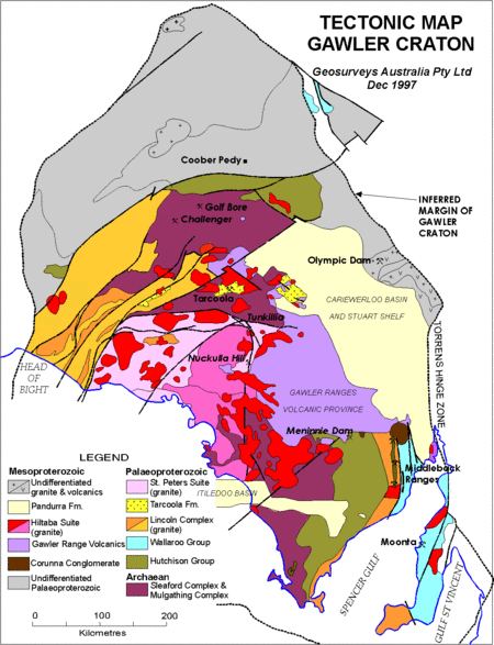 Tectonic map of the Gawler Kraton Legend: red.png: Text