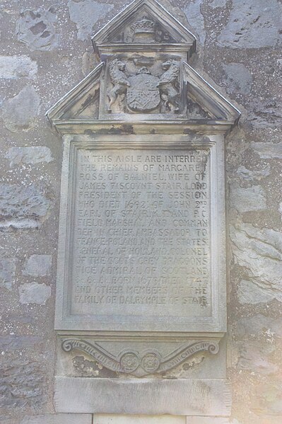 Memorial to John Dalrymple, 2nd Earl of Stair on the wall of the Stair Aisle