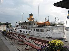 S/S Thomée moored in the harbour.