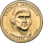Moneda presidencial de $1 de Thomas Jefferson anverso.png