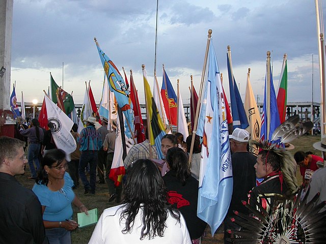 Tribal flags at Eagle Butte