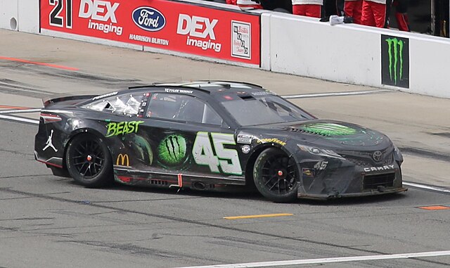 Tyler Reddick in the No. 45 at Auto Club Speedway in 2023.