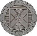 The coat of arms of the University of Edinburgh, displayed on St Leonard's Land
