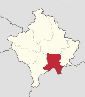 Урошевацкий округ на карте