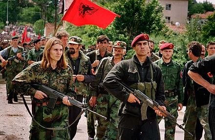 Members of the Kosovo Liberation Army during the Kosovo War.