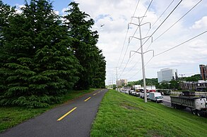 Looking east towards the start of the W&OD Trail in Arlington County (May 2014)