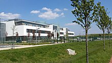 Photograph of the West Yorkshire Police Sir Alec Jeffreys Building - part of the Yorkshire and The Humber Scientific Support Unit at Calder Park, Wakefield, West Yorkshire. West Yorkshire Police Sir Alec Jeffreys Building - YaTH SSU, Calder Park, Wakefield, West Yorkshire.jpg