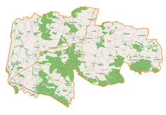 Mapa konturowa gminy Wińsko, blisko centrum na lewo znajduje się punkt z opisem „Słup”