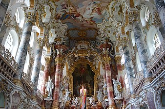 Pilgrimage Church of Wies, Steingaden, Germany, by Dominikus and Johann Baptist Zimmermann, 1754[175]