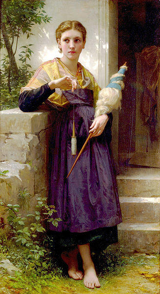 The Spinner by William-Adolphe Bouguereau (1873), shown with spindle and distaff